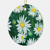 Witte Daisy Bloem Gouache Patroon Keramisch Ornament (Links)