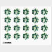 Witte Daisy Bloem Gouache Patroon Ronde Sticker (Vel)