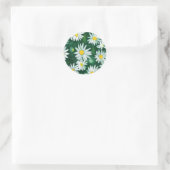 Witte Daisy Bloem Gouache Patroon Ronde Sticker (Tas)
