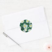 Witte Daisy Bloem Gouache Patroon Ronde Sticker (Envelop)