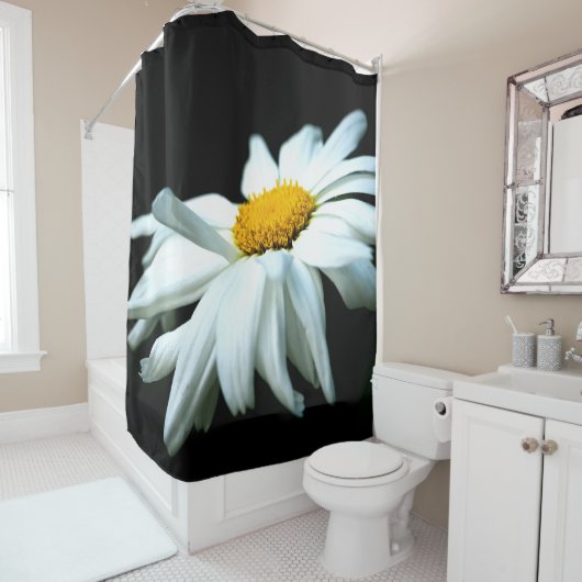 Witte Daisy bloem in de wind Douchegordijn (In situ)