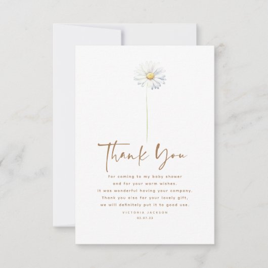 Witte Daisy Bloem Leuke Elegante Kleine Dank u Bedankkaart (Voorkant)