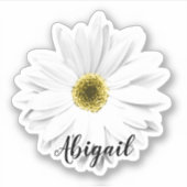 Witte Daisy Bloem Naam Sticker (Voorkant)