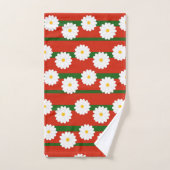 Witte Daisy Bloem rood Vrolijke Kerstvakantie Bad Handdoek (Handdoek)