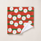 Witte Daisy Bloem rood Vrolijke Kerstvakantie Bad Handdoek (Wasdoekje)
