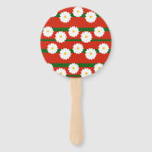 Witte Daisy Bloem rood Vrolijke Kerstvakantie Handwaaier (Achterkant)