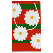 Witte Daisy Bloem rood Vrolijke Kerstvakantie Klein Cadeauzakje (Achterkant)