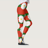 Witte Daisy Bloem rood Vrolijke Kerstvakantie Leggings (Rechts)