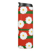 Witte Daisy Bloem rood Vrolijke Kerstvakantie Thermosbeker (Geroteerd rechts)