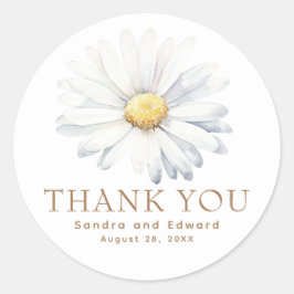 Witte Daisy Bloem Wildbloemen thema dank u Ronde Sticker