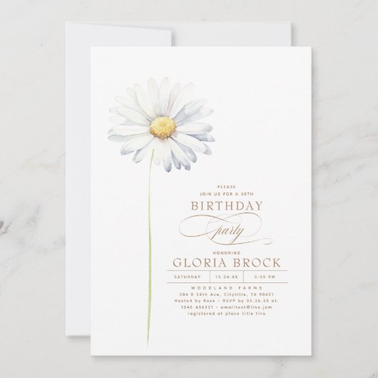 Witte Daisy Bloem Wildbloemen thema Verjaardag Kaart (Voorkant)