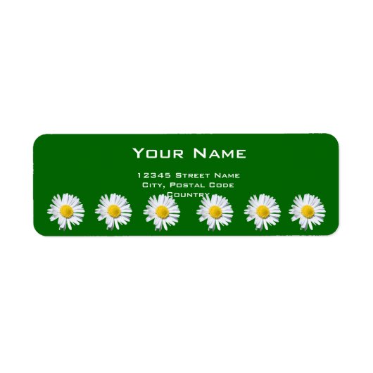  witte daisy bloemen adreslabel etiket (Voorkant)