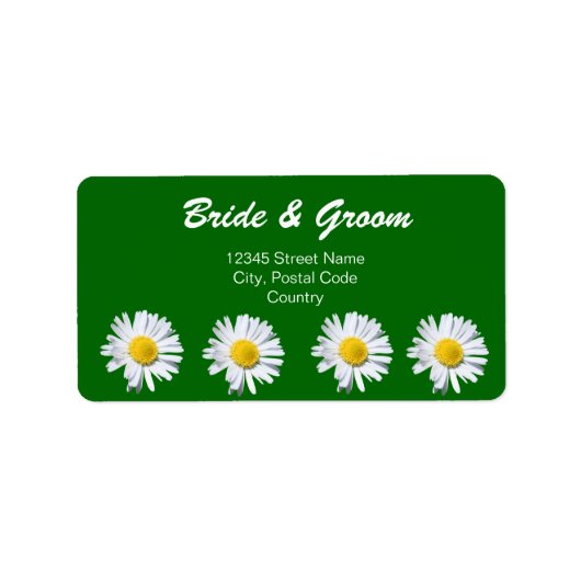 witte daisy bloemen adreslabel etiket (Voorkant)