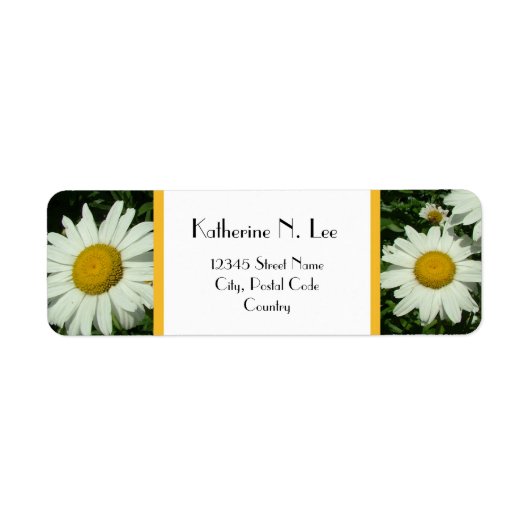 witte daisy bloemen adreslabel etiket (Voorkant)