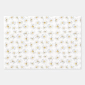 Witte Daisy Bloemen Boho Elegante Wildbloemen Cade Inpakpapier Vel (Voorkant 3)