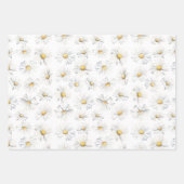 Witte Daisy Bloemen Boho Elegante Wildbloemen Cade Inpakpapier Vel (Voorkant)