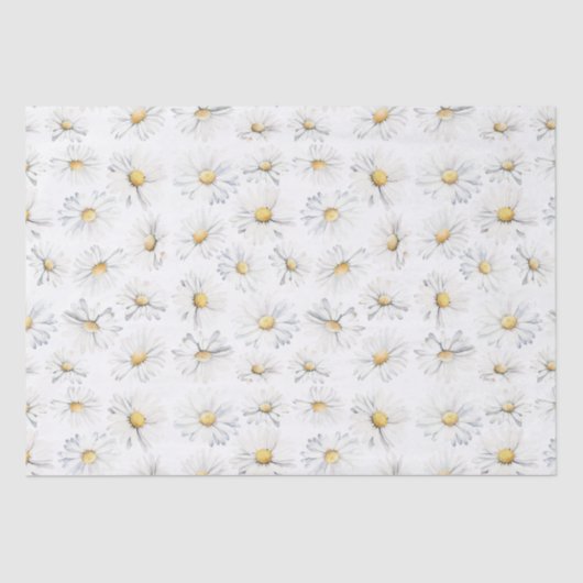 Witte Daisy Bloemen Botanische Boho Patroon Tissuepapier (Voorkant)