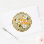 Witte Daisy Bloemen en Honing Bijen Ronde Sticker (Envelop)