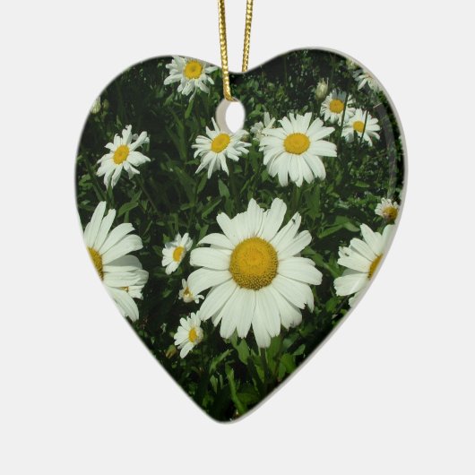 witte daisy bloemen gefeliciteerd keramisch ornament (Links)