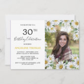  Witte Daisy Bloemen Greenery Foto Verjaardag Kaart (Voorkant)