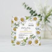 Witte Daisy Bloemen Groen Foto Verjaardag Kaart (Staand voorkant)