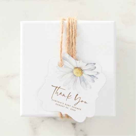 Witte Daisy Bloemen Leuke Elegante Boho Dank u Bedankjes Labels (In situ)