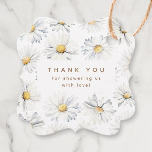 Witte Daisy Bloemen Leuke Elegante Boho Dank u Bedankjes Labels (Achterkant)