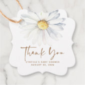 Witte Daisy Bloemen Leuke Elegante Boho Dank u Bedankjes Labels (Voorkant)