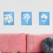 Witte Daisy Bloemen Monogram Blauw Set van 3 (Woonkamer)