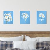 Witte Daisy Bloemen Monogram Blauw Set van 3 (Slaapkamer)