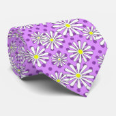 Witte daisy bloemen op een polka dot achtergrond stropdas (Opgerold)