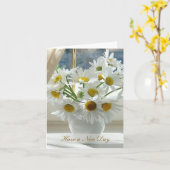 Witte daisy bloemen op een zonnige dag kaart (Gele Bloem)