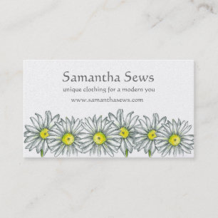 Witte Daisy Bloemen Pen en Inkt Tekening Visitekaartje