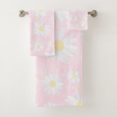 Witte Daisy Bloemen Roze Bloem Bad Handdoek (Insitu)