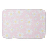Witte Daisy Bloemen Roze Bloem Badmat (Voorkant)