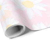 Witte Daisy Bloemen Roze Bloem Cadeaupapier (Rol Hoek)