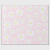 Witte Daisy Bloemen Roze Bloem Cadeaupapier (Vlak)