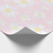 Witte Daisy Bloemen Roze Bloem Cadeaupapier (Hoek)