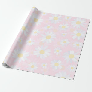 Witte Daisy Bloemen Roze Bloem Cadeaupapier
