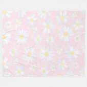 Witte Daisy Bloemen Roze Bloem Fleece Deken (Voorkant (Horizontaal))