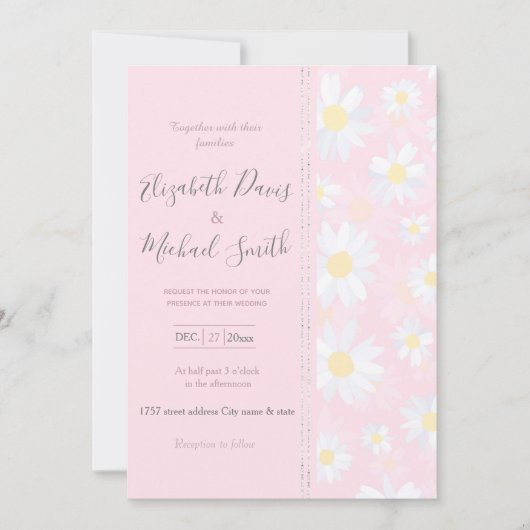 Witte Daisy Bloemen Roze Bloem Kaart (Voorkant)