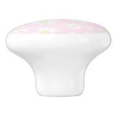 Witte Daisy Bloemen Roze Bloem Keramische Knop (Zijkant)