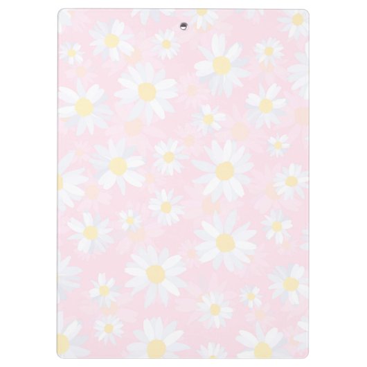 Witte Daisy Bloemen Roze Bloem Klembord (Achterkant)