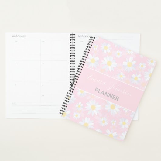 Witte Daisy Bloemen Roze Bloem Planner (Display)