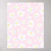 Witte Daisy Bloemen Roze Bloem Poster (Voorkant)