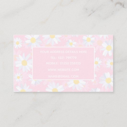 Witte Daisy Bloemen Roze Bloem Visitekaartje (Achterkant)