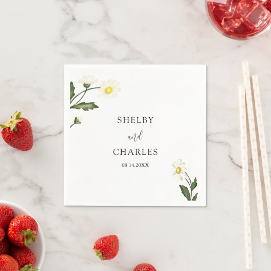 Witte Daisy Bloemen Rustiek Huwelijk Servet (Insitu)