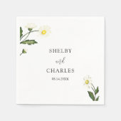 Witte Daisy Bloemen Rustiek Huwelijk Servet (Voorkant)