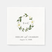 Witte Daisy Bloemen Rustiek Huwelijk Servet (Voorkant)