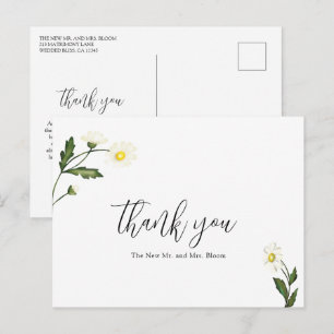 Witte Daisy Bloemen Rustieke bruiloft Dank u Briefkaart
